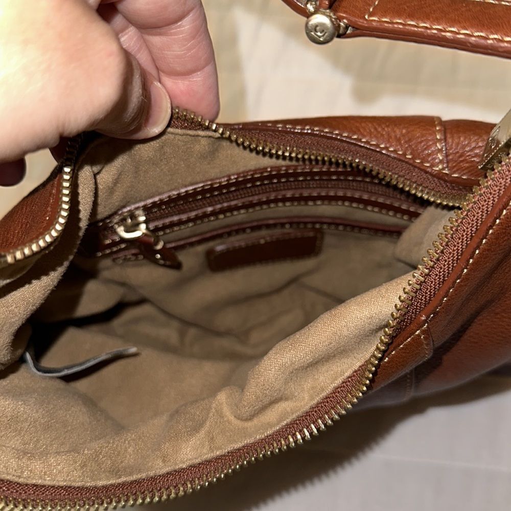 Liz Claiborne Vintage Chestnut Brown Genuine Leather Mini Hobo Bag - Picture 7 of 14